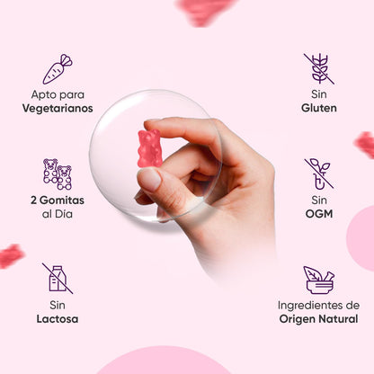 Gominolas Multivitaminas y Minerales 120 Gomitas Sabor Fresa - Con 13 Vitaminas y Minerales Esenciales como Vitamina D3, A, C, B6, B12, E, Biotina, Zinc y Ácido Fólico y Más para 2 Meses