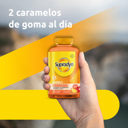 Supradyn Energy Gummies Multivitaminas con vitaminas A, C, D, E, B6, B12, biotina más coenzima Q10 - Multivitamínico para hombre y mujer - 70 caramelos de goma