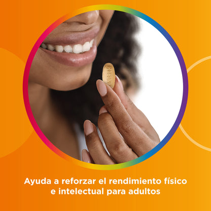 Multicentrum Plus Complemento Alimenticio Multivitamínico y Multimineral Con Ginseng y Ginkgo Biloba Para Adultos, Sin Gluten, 30 Comprimidos