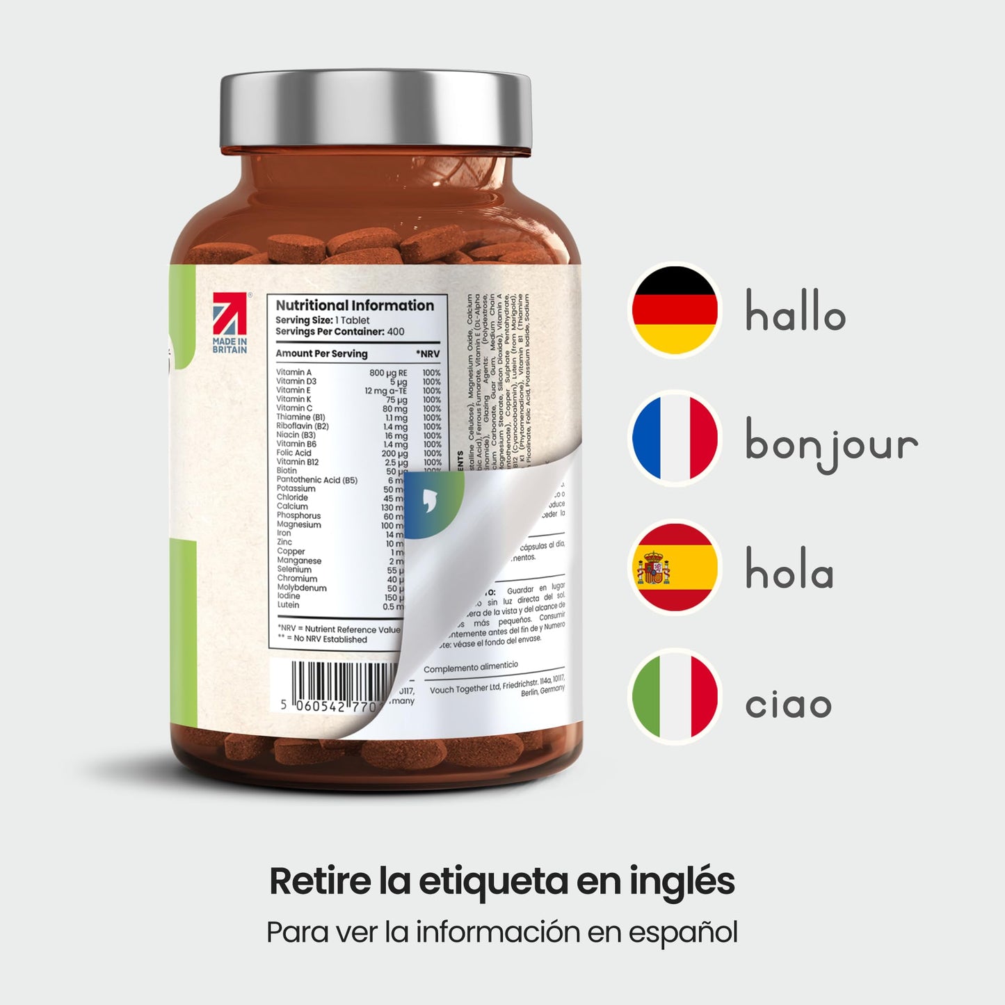 Multivitaminas Hombre y Mujer | 400 Tabletas | 27 Vitaminas y Minerales para el Cansancio - Multivitaminico Energizante | Vitaminas Mujer 60 Años Y Jovenes | Suplementos Vitaminicos VitaBright