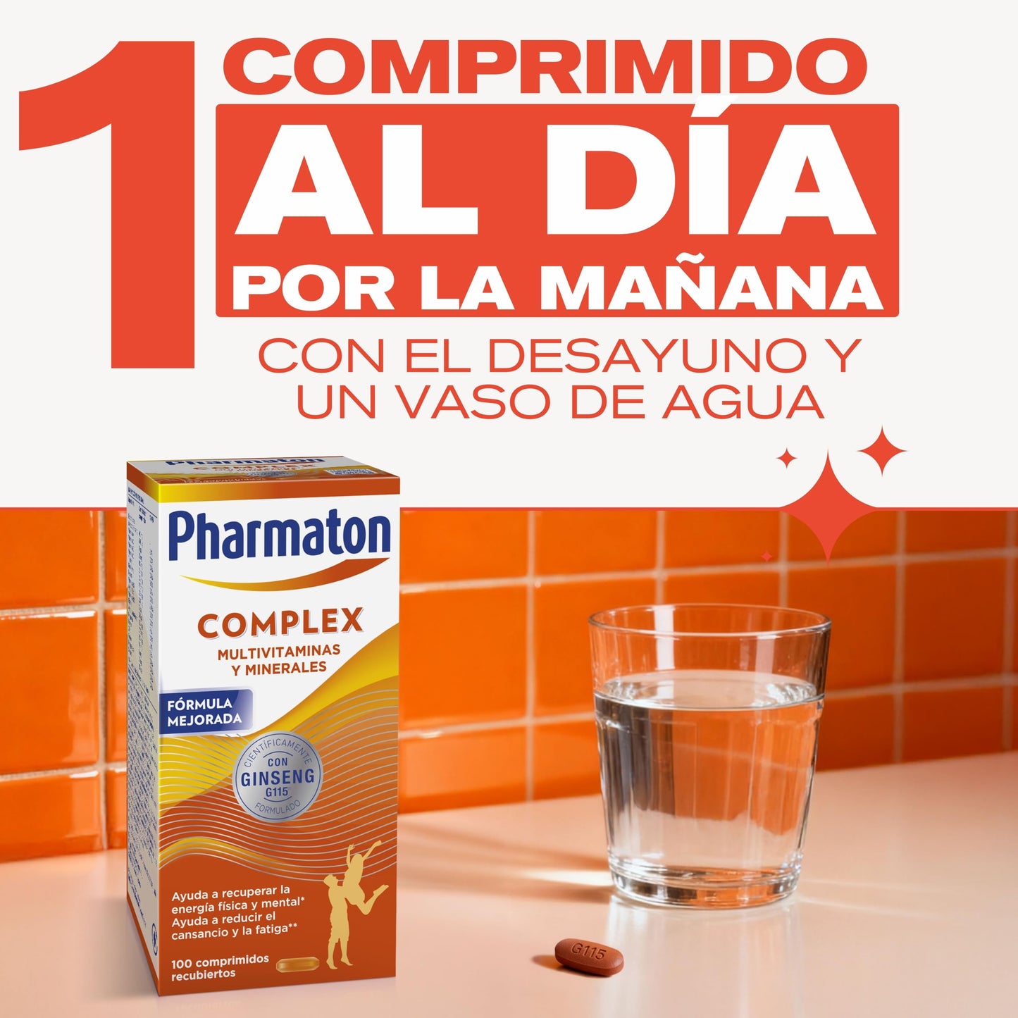 Pharmaton Complex - Multivitamínico con Ginseng G115-100 Comprimidos - Energía Física y Mental - Vitaminas para el cansancio