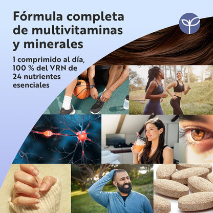 Nutravita Multivitaminas y Minerales- 365 Comprimidos Veganos - Complejo Vitamínico de 26 Activos Esenciales Vitamina C, D3, A, B, E y Minerales Yodo, Selenio, Calcio, Hierro, Zinc - Multivitamínico