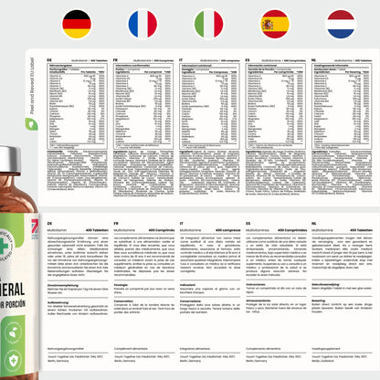 Multivitaminas Hombre y Mujer | 400 Tabletas | 27 Vitaminas y Minerales para el Cansancio - Multivitaminico Energizante | Vitaminas Mujer 60 Años Y Jovenes | Suplementos Vitaminicos VitaBright